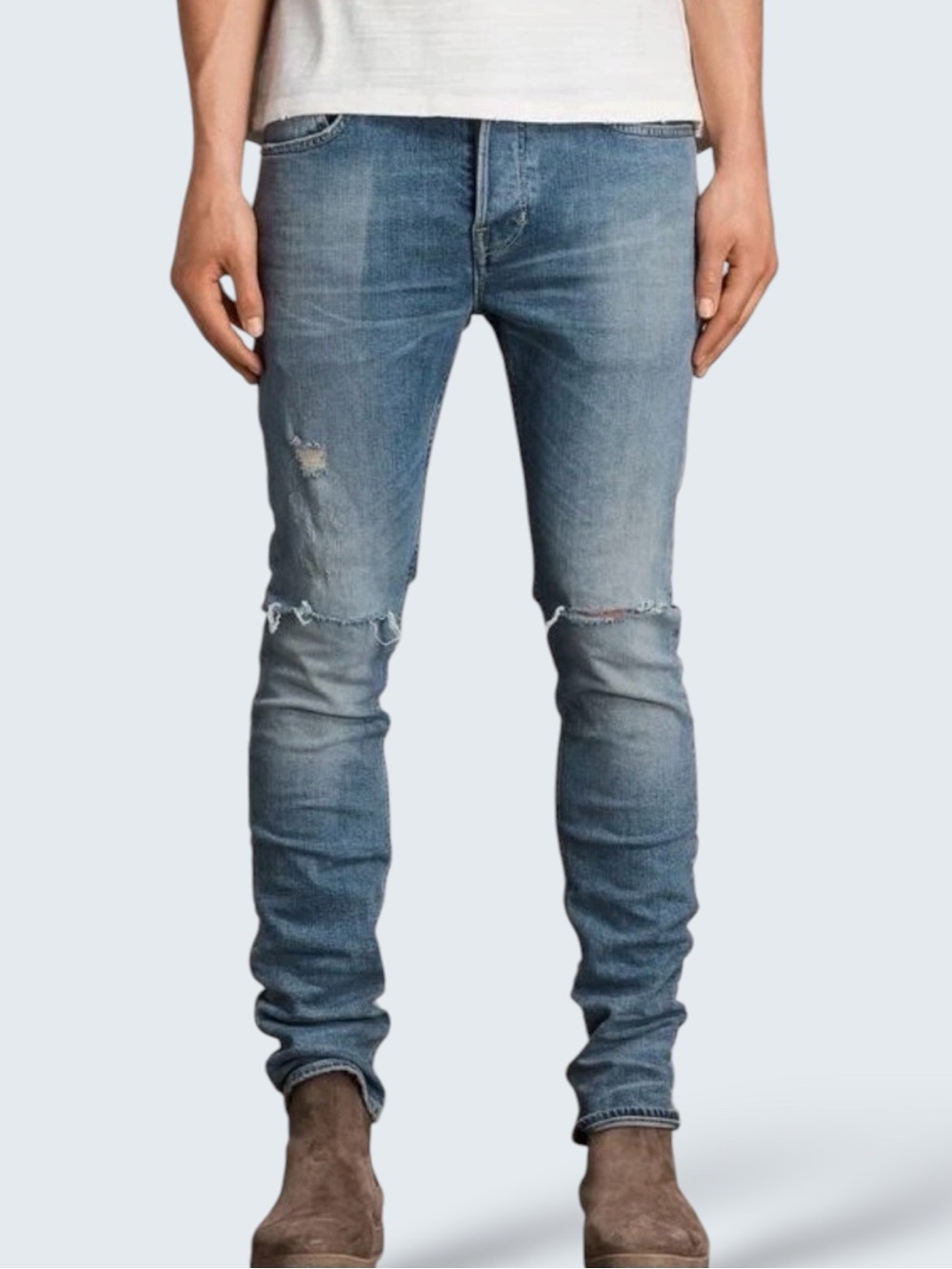 AllSaints DAK Cigarette Jeans 28 Slim Distressed Indigo